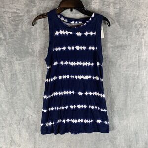 Jenni Women's Tank Top S Blue Tie Dye Stripes Pajamas PJs Lounge Crew Neck NWT